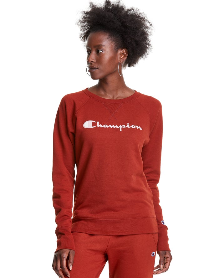 Hanorac Champion Powerblend Fleece Classic Crew Script Logo Dama Maro - Romania UMATOKQ-98